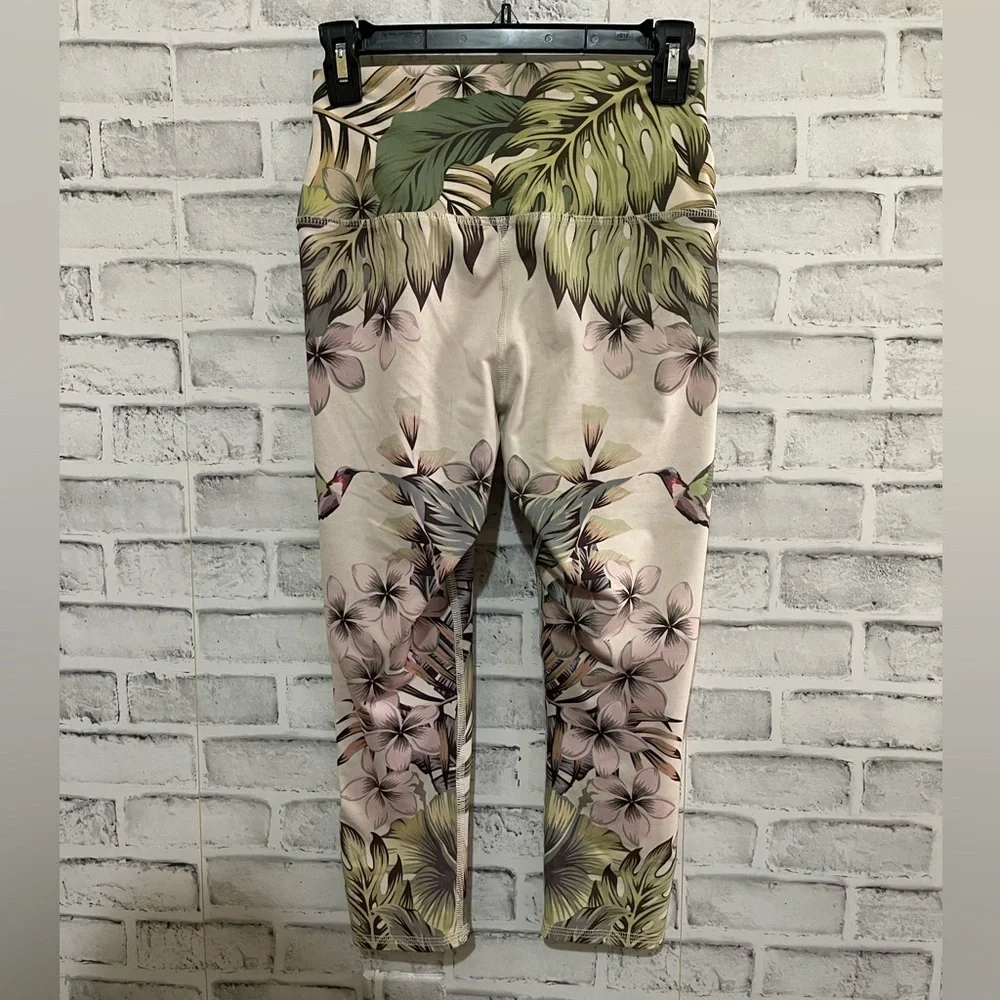 Women’s Evolution and Creation tropical leaf & floral print leggings Medium - Picture 2 of 4